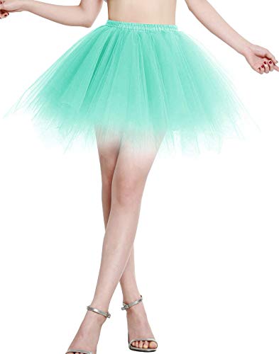 Berylove Tutu Damenrock Tüllrock Kurz Ballet Tanzkleid Unterrock Cosplay Crinoline Rockabilly Petticoat für Karneval Partykleid BLP6008Mint L von Berylove