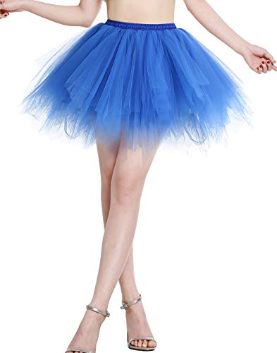 Berylove Tutu Damenrock Tüllrock Kurz Ballet Tanzkleid Unterrock Cosplay Crinoline Rockabilly Petticoat für Karneval Partykleid BLP6008RoyalBlue L von Berylove