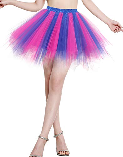 Berylove Tutu Damenrock Tüllrock Kurz Ballet Tanzkleid Unterrock Cosplay Crinoline Rockabilly Petticoat für Karneval Partykleid BLP6008RoyalBlueRose M von Berylove