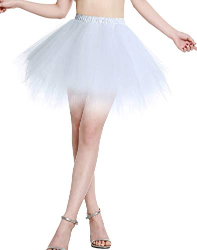 Berylove Tutu Damenrock Tüllrock Kurz Ballet Tanzkleid Unterrock Cosplay Crinoline Rockabilly Petticoat für Karneval Partykleid BLP6008White L von Berylove