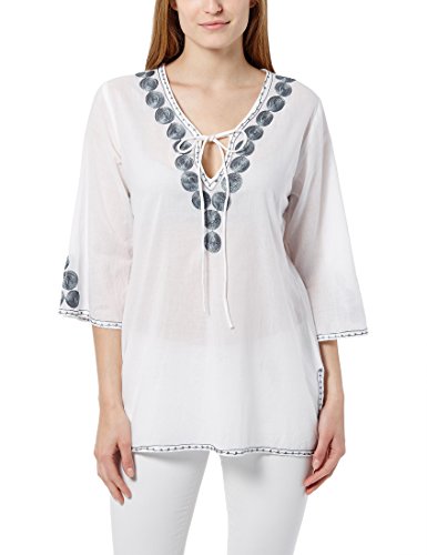 berydale Tunika Bluse mit Stickerei, Damen, Weiß/Grau, S von berydale