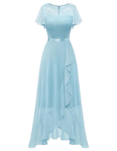 Berylove Abendkleid Damen Festliches Kleid Elegant Hochzeitsgast Kleid Brautjungfernkleider Ballkleid A Linien Kleid Sommerkleider BLP7051 Light Blue M von Berylove