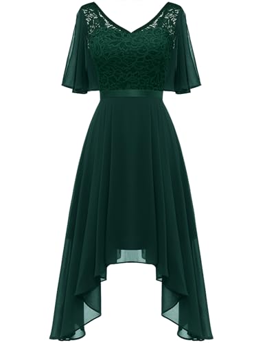 Berylove Abendkleid Damen Kleid Dunkelgrün Sommer Kleider Brautmutterkleider Festliche Cocktailkleider BLP7057 DarkGreen M von Berylove