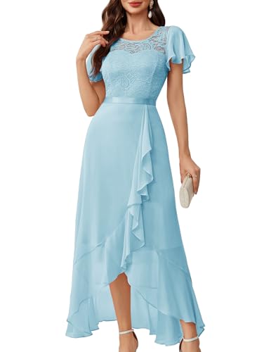 Berylove Abendkleid Damen Lang Kleid Elegant Abschlusskleid Hochzeitsgast Kleid Jugendweihe Kleider A Linien Kleid Sommerkleider BLP7051 Light Blue L von Berylove