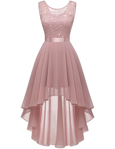 Berylove Abschlusskleider Ballkleid Lang Paillettenkleid Bridesmaids Chiffonkleid Damen Festlich Spitzenkleid Damen Kleid A Linie Swing Kleid BLP7035XP Blush XXL von Berylove