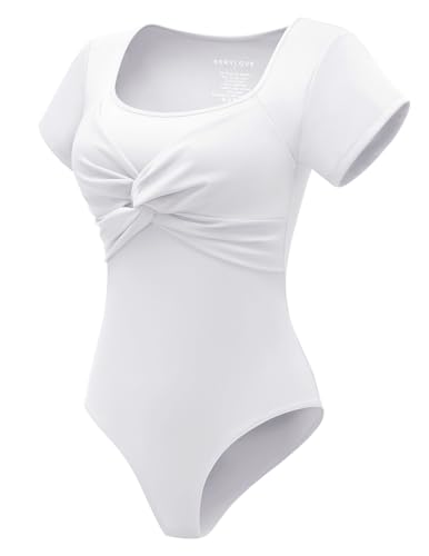 Berylove Bodysuit Body Shaper Damen Shapewear y2k Dupe T-Shirt Kurzarm BLBS002 White M von Berylove