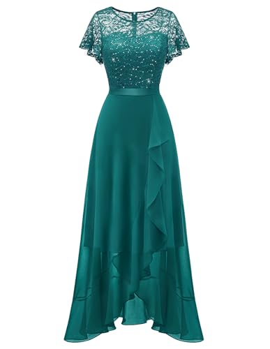 Berylove Cocktailkleid Damen Elegant Grünes Kleid Paillettenkleid Brautjungfernkleider Abiballkleider Kleid Elegant Kleid Für Hochzeit Als Gast RBLP7051XP PeacockGreen M von Berylove