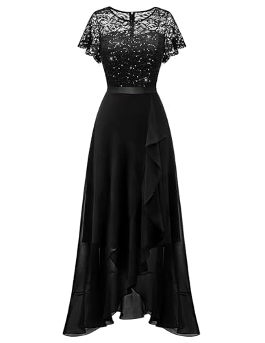 Berylove Cocktailkleid Damen Festliches Kleid Damen Hochzeit Abendkleider Elegant Brautjungfer Dresses for Women RBLP7051XP Black M von Berylove
