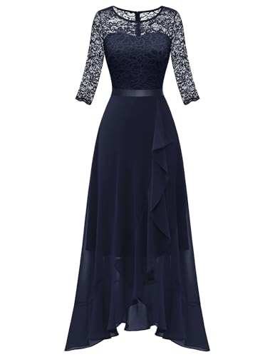 Berylove Damen Abendkleid Elegant Ballkleid Lang Schlitz Festliche Cocktailkleider Festliche Kleider Für Hochzeit BLP7069 Navy XL von Berylove