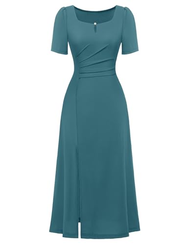 Berylove Brautjungfernkleider Lang Jugendweihe Kleider Für Teenager Elegante Kleider Damenkleider Elegant Kleid Für Brautmutter BLLW001 Peacockblue 2XL von Berylove