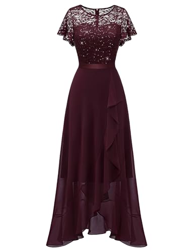 Berylove Kleid Hochzeitsgast Damen Glitzer Kleider Damen Kleider Elegant Festlich Floryday Kleider Cocktailkleid Damen RBLP7051XP Burgundy XXL von Berylove