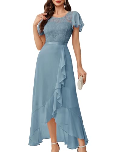 Berylove Sommerkleid Damen Ballkleider Damen Lang Abendkleid Elegant Für Hochzeit A Linien Kleid Hochzeitskleid Brautjungfernkleider Festliche Kleider BLP7051NC Grey Blue XS von Berylove