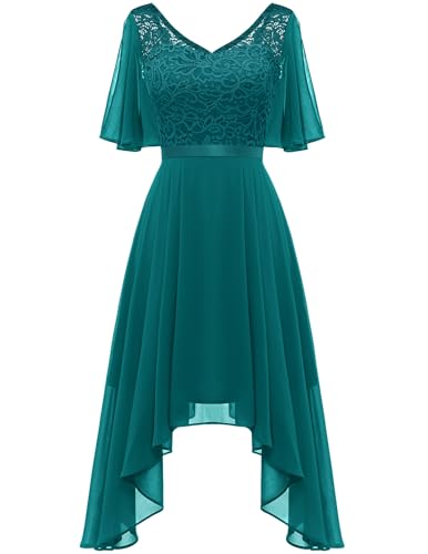 Berylove Spitzenkleid Damen Elegant Kleid Für Hochzeitsgäste Cocktailkleid Grün Kleid A Linie Sommer BLP7057 Peacock Green XL Berylove Spitzenkleid Damen Elegant Kleid Für Hochzeitsgäste Cocktailkleid Grün Kleid A Linie Sommer BLP7057 Peacock Green XL von Berylove