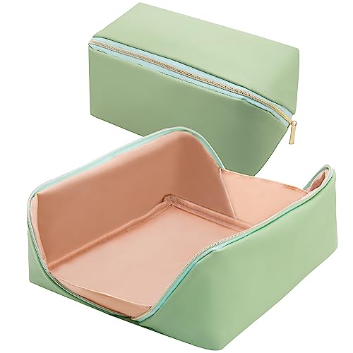 Lazy Make-up-Tasche lässt sich flach öffnen für einfachen Zugriff, große Kapazität, Kosmetiktasche, Make-up-Tasche, Aufbewahrungs-Organizer für Frauen und Mädchen, wasserdichte Reise-Kulturbeutel, von Besank