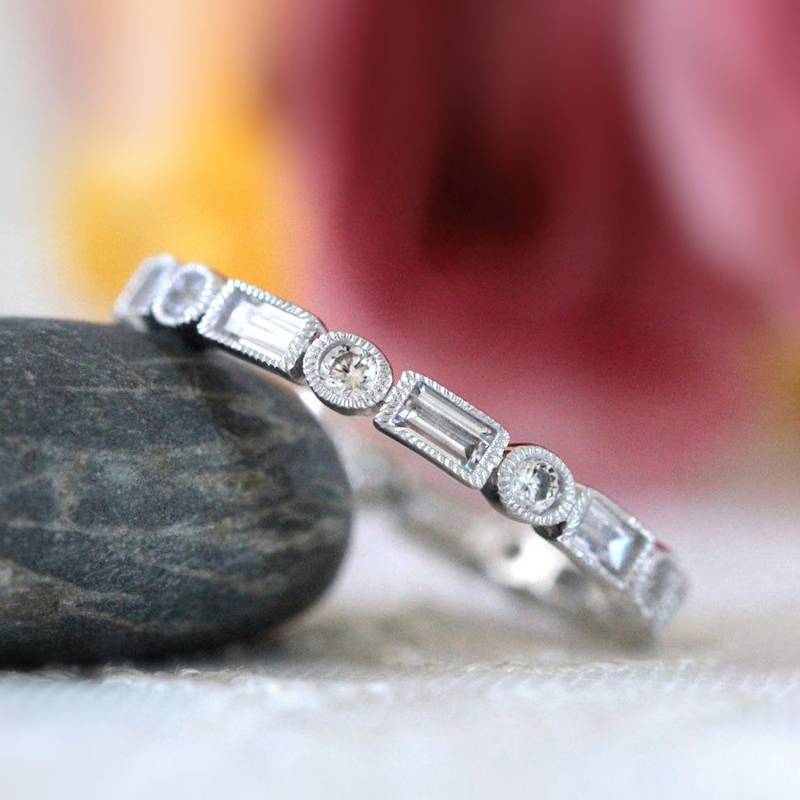 Baguette Cut Mix Eternity Band - Rund & Ehering Vintage Stil Stapelbare Ringe Fancy Matched Ring [Br5916] von BesbelleJewels