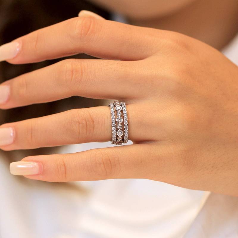 Einzigartige Bubble Bezel Ring Stack - Dreifach Ehering Stapelbar Minimal Eternity Stapelbare Set Vintage Band | 2216-3R von BesbelleJewels