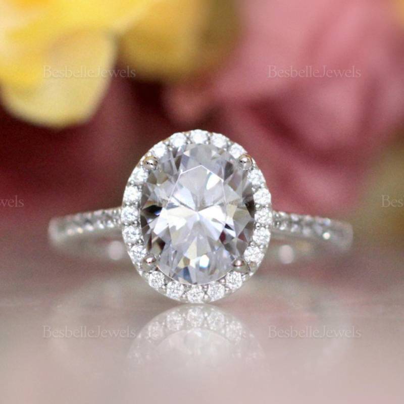 Gigi Oval Halo Ring - Statement Im Ovalschliff Verlobungsring Ovaler Ehering Geschenk Für Sie [Br3052] von BesbelleJewels