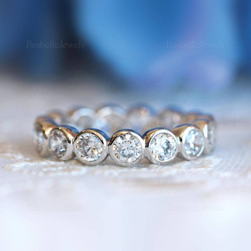 Lünette Gesetzt Eternity Ring - Stapelbarer 3, 5 Mm Breit Brilliantschliff Ehering Versprechensring, Geschenke Für Sie [Br4277] von BesbelleJewels