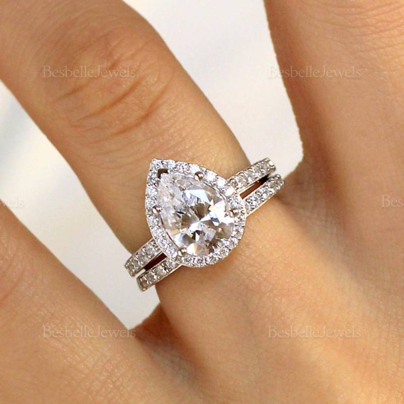 Zartes Braut Ring Set - Zarte Hochzeit Verlobungsringe Paar Ringe | 4952-2R von BesbelleJewels