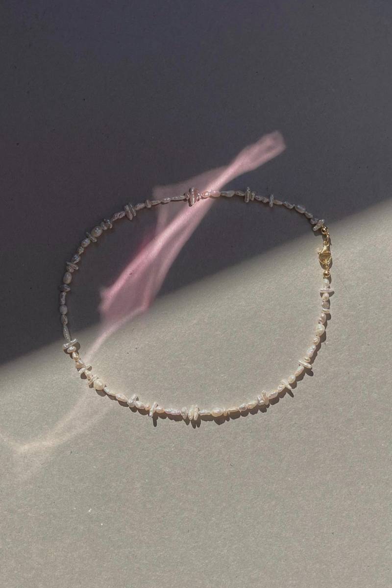 Perlenkette Aus Echten Vintage Süßwasserperlen Japan | Handgefertigte Kette Cremefarben Sterling Silber Verschluss Handmade Geschenk von BeschArtStudio