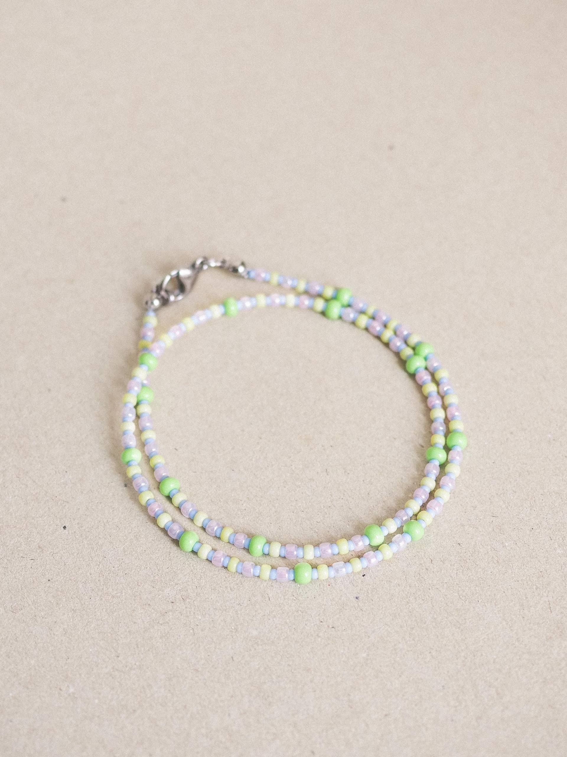 Perlenkette Aus Glasperlen in Pastelltönen | Individuelle Länge Verschluss Sterling Silber Geschenk Geburtstag Handmade Kette von BeschArtStudio