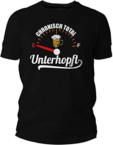 Chronisch Unterhopft T-Shirt für Biertrinker mit Tankanzeige - Bierliebhaber Geschenk (XL) von Beschdstoff