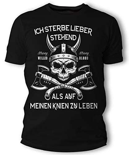 Herren T-Shirt - Lieber stehend sterben - Wikinger Odin Walhalla Vikings Motiv (4XL) von Beschdstoff