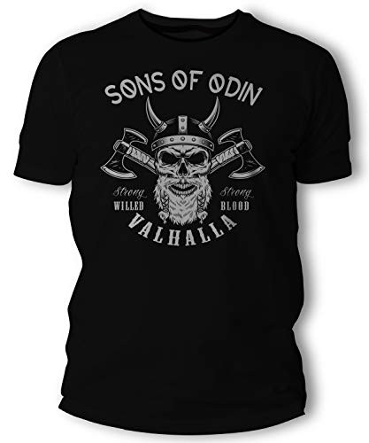 Herren T-Shirt - Sons of Odin - Wikinger mit Valhalla Motiv- schwarz (5XL) von Beschdstoff