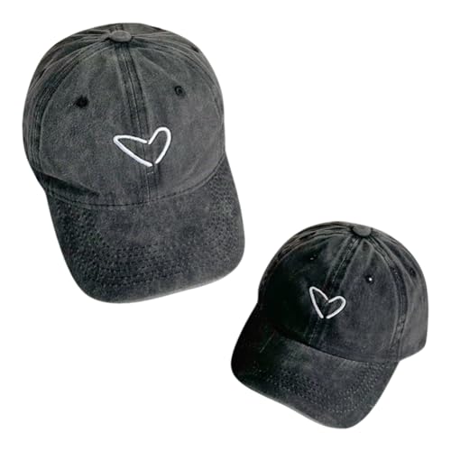 2pcs Elternkind passende Baseball Cap verstellbare Herz gestickte Baumwolle gewaschen Vater Hut für Mutter Jungen Mädchen von Besforta