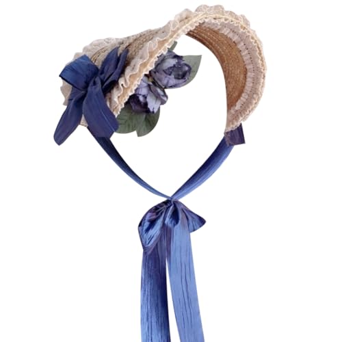 Besforta Lolita-Hut für Mädchen und Frauen, flach, für Teepartys, Sonnenhut, Spitzenschleifen, Blumenbänder, Strohhüte Besforta Lolita-Hut für Mädchen und Frauen, flach, für Teepartys, Sonnenhut, Spitzenschleifen, Blumenbänder, Strohhüte von Besforta