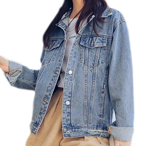 Beskie Oversized Denim Jacke für Frauen Grils Langarm Boyfriend Jeansjacken Lose Mantel Gr. 40-44, Blau 1 Beskie Oversized Denim Jacke für Frauen Grils Langarm Boyfriend Jeansjacken Lose Mantel Gr. 40-44, Blau 1 von Beskie