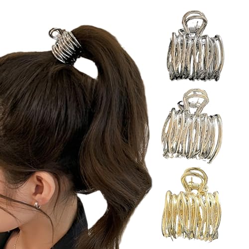 3 stück Haarschmuck Damen,Haargummi,Haar Haarspangen Haarspange,Hair Haare Clips,für Haarklammer Metall,Pferdeschwanz Clip,Dickes Gold Accessories Hairpin,Frisurenhilfe,Pferdeschwanz-Clips von Besmrpg