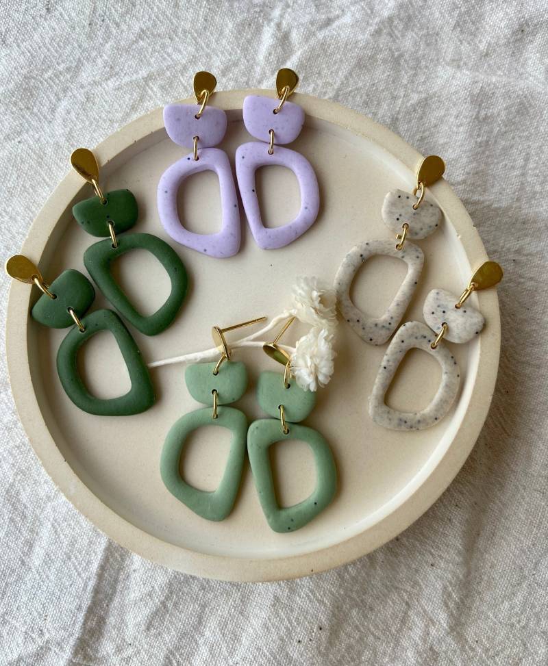 Belle - Polymer Clay Ohrringe | Handgefertigte Ton Boho Nature Beige Mint Flieder Olive von BesondersNati