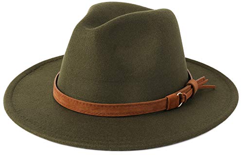 Besoogii Klassische Fedora Hut mit Gürtelschnalle aus Filz - Grün - Einheitsgröße von Besoogii