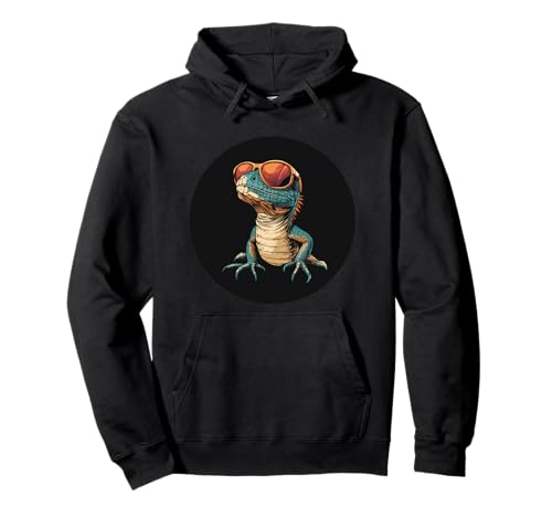 Funky Lizard Rocking Shades in Style für Jungen und Mädchen Pullover Hoodie von Bespectacled Lizard