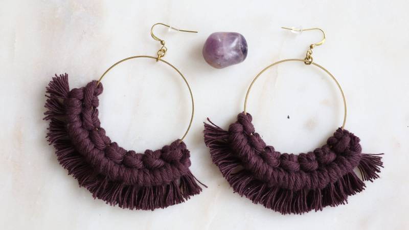 Makramee Fransen Gold Ohrringe || Groß| Makramee Fransen Gold Ohrringe || Groß| von BespokeMacrame