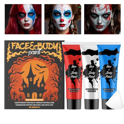 Besreey Körperfarbe Für Erwachsene,Flüssige Halloween Gesichtsfarbe Schmink-Set | Wasserdichte Cosplay Accessoires & Abwaschbare Gesichtsbemalung Für Kostüme von Besreey