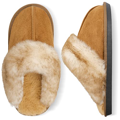 Besroad Winter Fuzzy Hausschuhe Sandalen Plüsch Kunstfell Flauschige Flache Hausschuhe Warme Slide Schuhe für Damen, Kastanie, 11.5-12.5 Besroad Winter Fuzzy Hausschuhe Sandalen Plüsch Kunstfell Flauschige Flache Hausschuhe Warme Slide Schuhe für Damen, Kastanie, 11.5-12.5 von Besroad