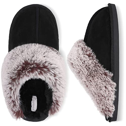 Besroad Winter Fuzzy Hausschuhe Sandalen Plüsch Kunstfell Flauschige Flache Hausschuhe Warme Slide Schuhe für Damen, Schwarz, 11.5-12.5 Besroad Winter Fuzzy Hausschuhe Sandalen Plüsch Kunstfell Flauschige Flache Hausschuhe Warme Slide Schuhe für Damen, Schwarz, 11.5-12.5 von Besroad