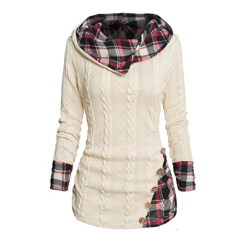 Besseling Damen-Kapuzenpullover, gestreift, langärmelig, Kapuzenshirt, lässiger Pullover, beige, 42 von Besseling