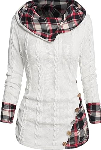 Besseling Damen Hoodies Gestreifter Pullover Tops Langarm Sweatshirt Kapuzenshirt Casual Pullover Sweatshirt, weiß, 36 von Besseling