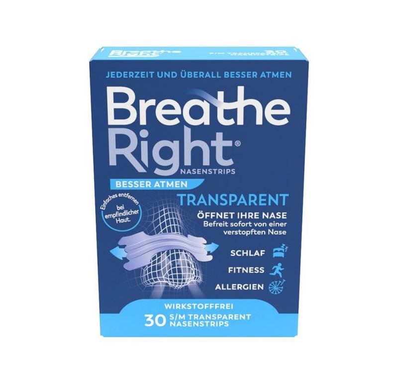 Besser Atmen Breathe Right® Nasenpflaster Nasenstrip transparent (1x30St, 30 St), öffnen die Nase für ein leichteres Atmen von Besser Atmen Breathe Right®
