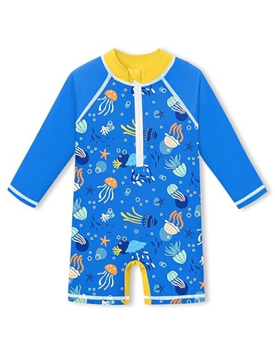 Baby Atmungsaktiv UV Shirt Rundhals Einteiliger UPF 50+ Badebekleidung Qualle 18-24 Monate von BesserBay