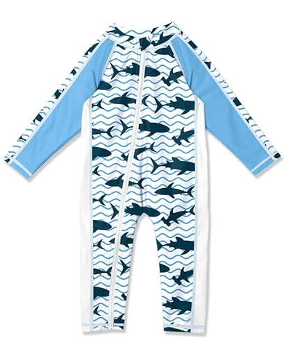 Baby Jungen Schnelltrocknend UV Shirt Langarm Badeanzug UPF 50+ Reißverschluss Badebekleidung Wal 18-24 Monate von BesserBay