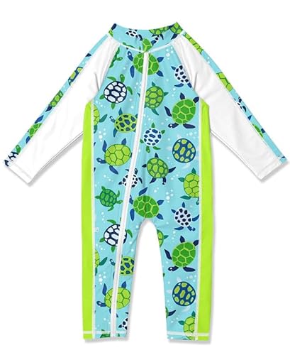 Baby Mädchen Atmungsaktiv UV Shirt Langarm UPF 50+ Reißverschluss Badebekleidung Meeresschildkröte 6-12 Monate von BesserBay