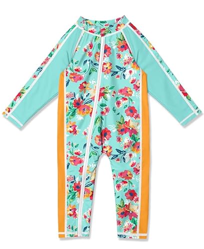 Baby Mädchen Atmungsaktiv UV Shirt Reißverschluss Langarm UPF 50+ Badebekleidung Blumen 18-24 Monate von BesserBay