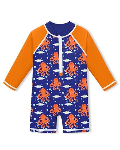 Baby mit Reißverschluss UV Shirt UPF 50+ Rundhals Einteiliger Badebekleidung Oktopus 18-24 Monate von BesserBay