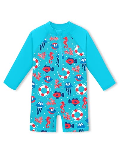 Baby Atmungsaktiv UV Shirt Schnelltrocknend UPF 50+ Einteiliger Badebekleidung Fisch 18-24 Monate von BesserBay