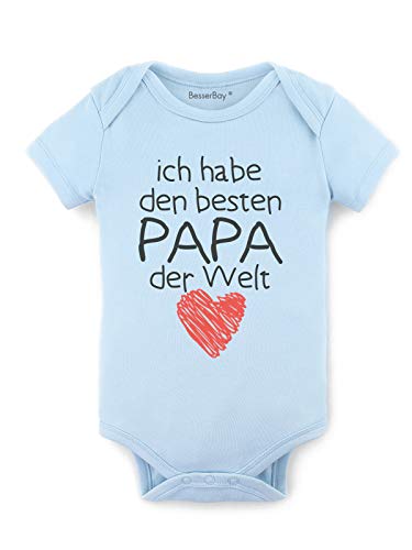 BesserBay Baby Body - Besten Papa der Welt - Geschenk für Vater Blau 3-6M von BesserBay