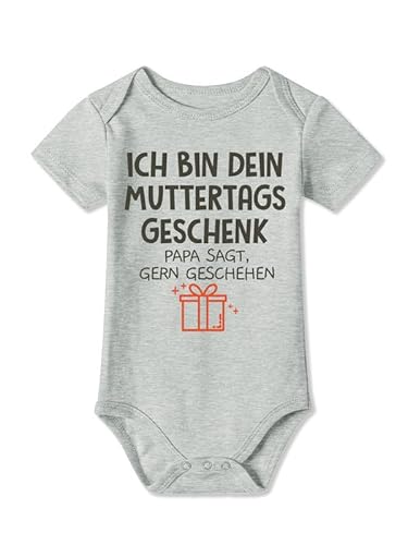 BesserBay Baby Strampler Grau Muttertagsgeschenk Kurzarm Muttertag Beste Geschenk Body 9-12 Monate von BesserBay